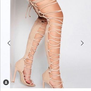 Simmi Shoes Size 10 Lace up Thigh High heels